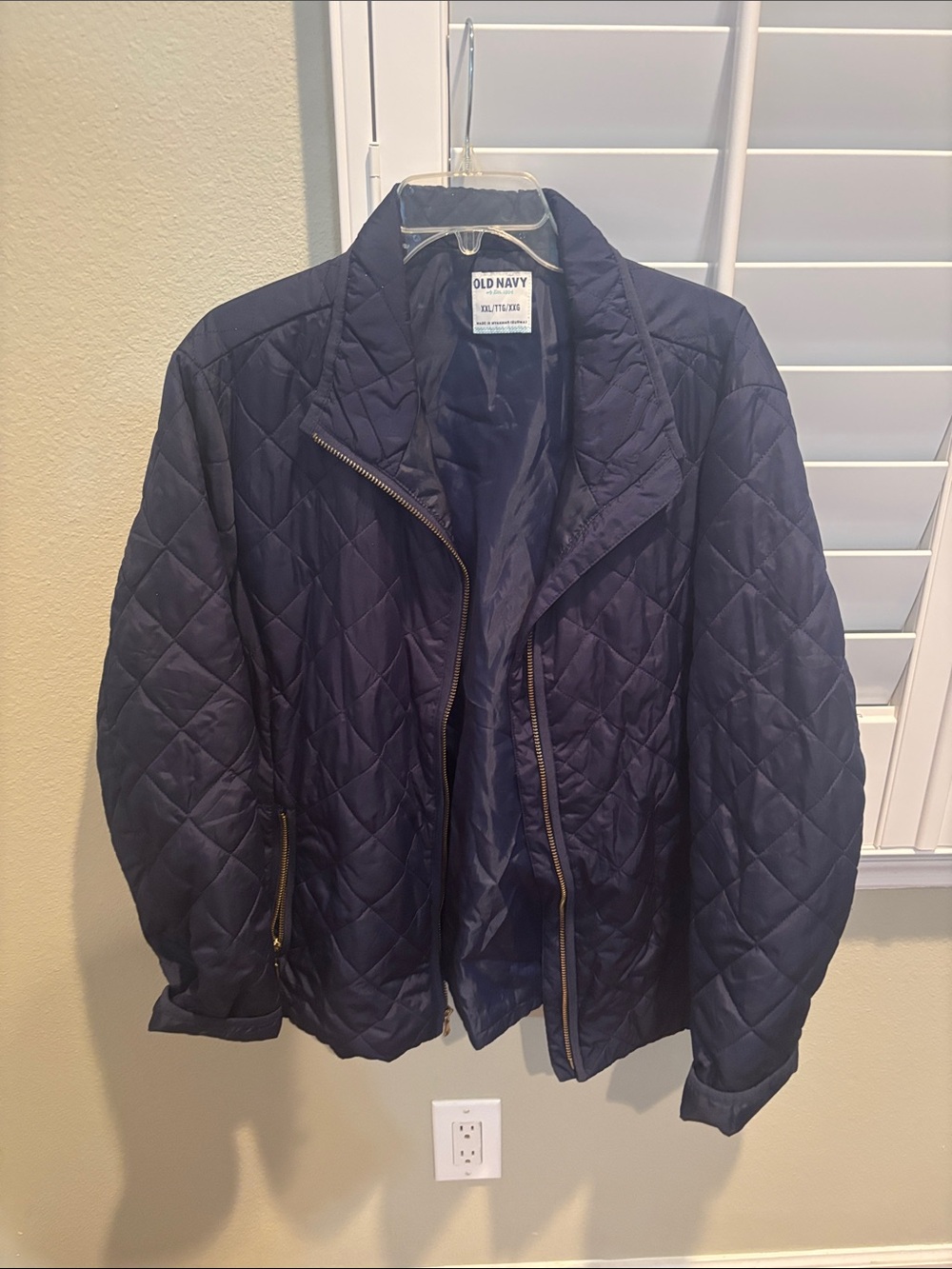 Old Navy Navy Quilted Jacket with Zip